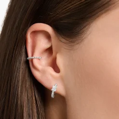 Women THOMAS SABO Hoop Earrings-Single hoop earring with white stones silver