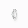 Women THOMAS SABO Hoop Earrings-Single hoop earring with heart and white stones silver