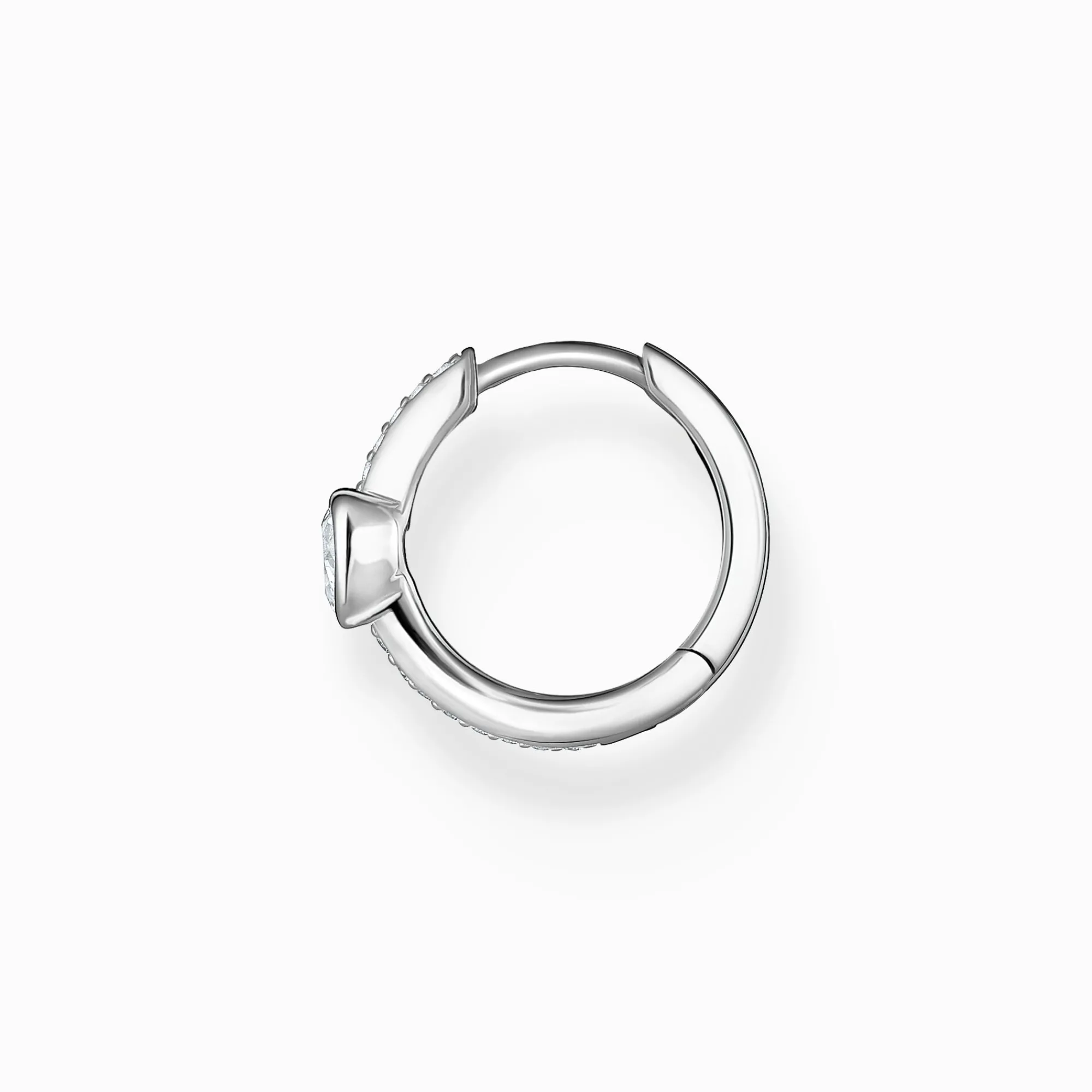 Women THOMAS SABO Hoop Earrings-Single hoop earring with heart and white stones silver