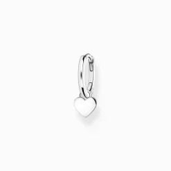 Women THOMAS SABO Hoop Earrings|925 Silver-Single hoop earring with heart pendant silver