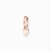 Women THOMAS SABO Hoop Earrings|18-Carat Rose Gold Plating - 925 Silver-Single hoop earring with heart pendant rose gold