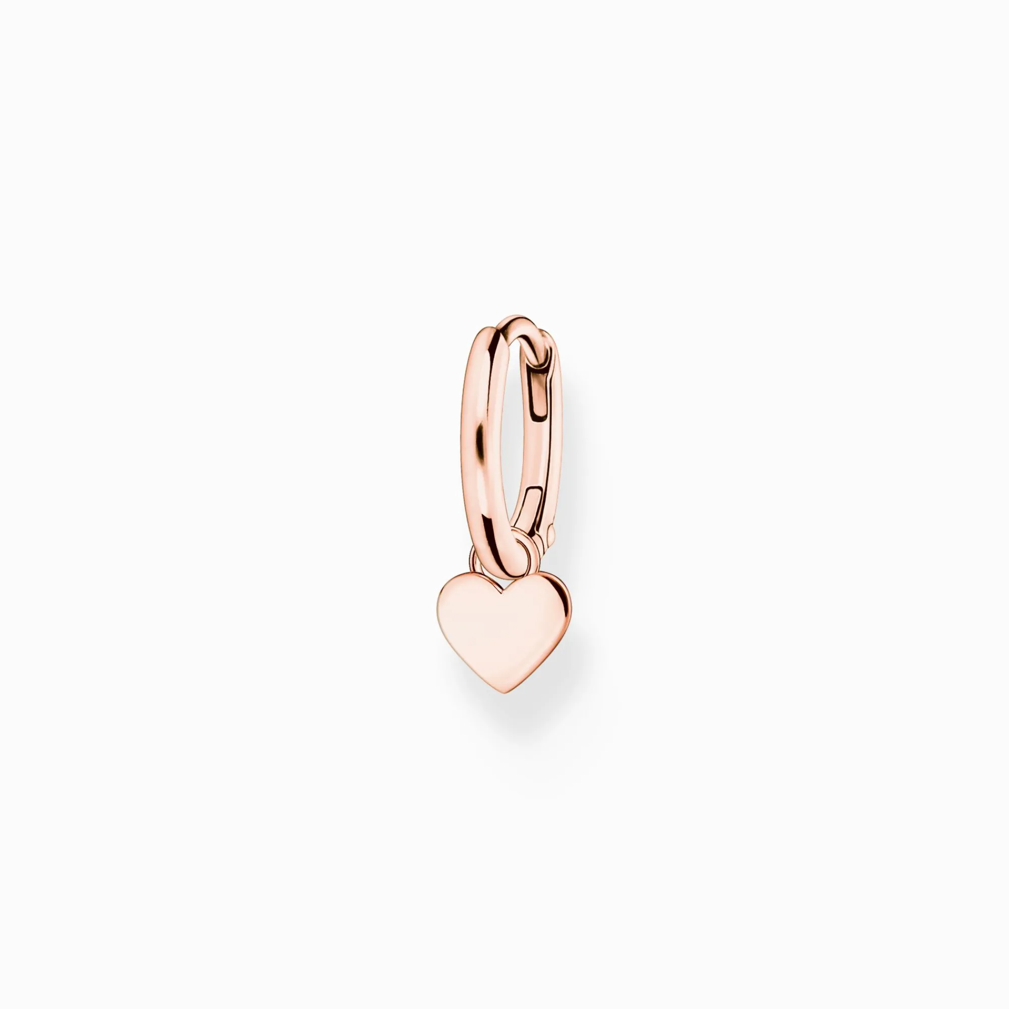 Women THOMAS SABO Hoop Earrings|18-Carat Rose Gold Plating - 925 Silver-Single hoop earring with heart pendant rose gold