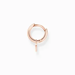 Women THOMAS SABO Hoop Earrings|18-Carat Rose Gold Plating - 925 Silver-Single hoop earring with heart pendant rose gold