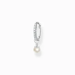 Women THOMAS SABO Earrings|Hoop Earrings-Single hoop earring with pearl pendant silver