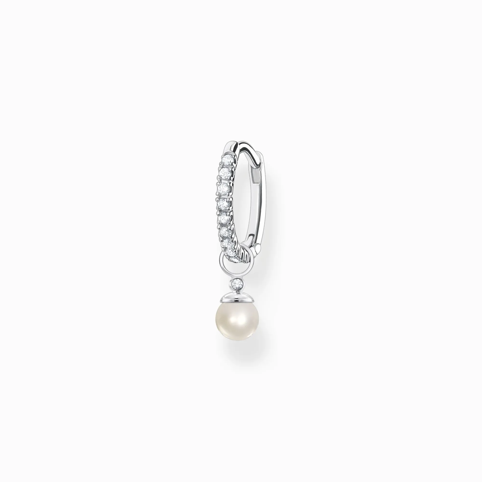 Women THOMAS SABO Earrings|Hoop Earrings-Single hoop earring with pearl pendant silver
