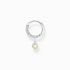 Women THOMAS SABO Earrings|Hoop Earrings-Single hoop earring with pearl pendant silver
