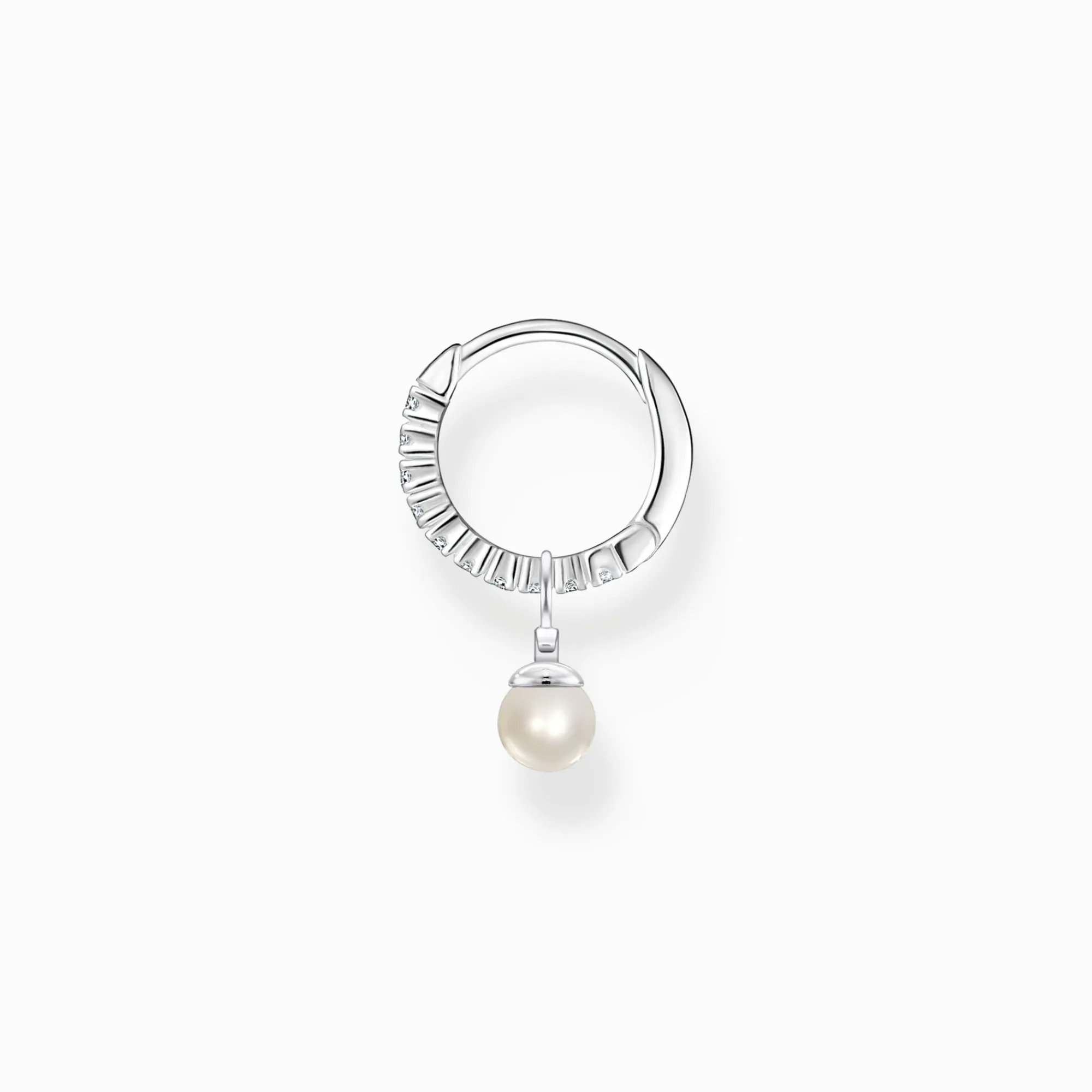 Women THOMAS SABO Earrings|Hoop Earrings-Single hoop earring with pearl pendant silver