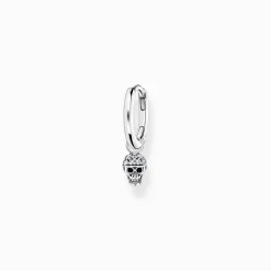 Women THOMAS SABO Hoop Earrings-Single hoop earring with skull pendant silver