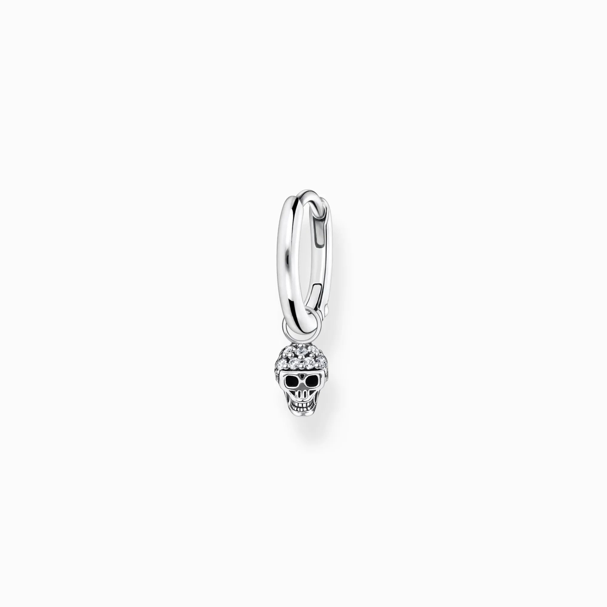 Women THOMAS SABO Hoop Earrings-Single hoop earring with skull pendant silver