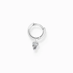 Women THOMAS SABO Hoop Earrings-Single hoop earring with skull pendant silver