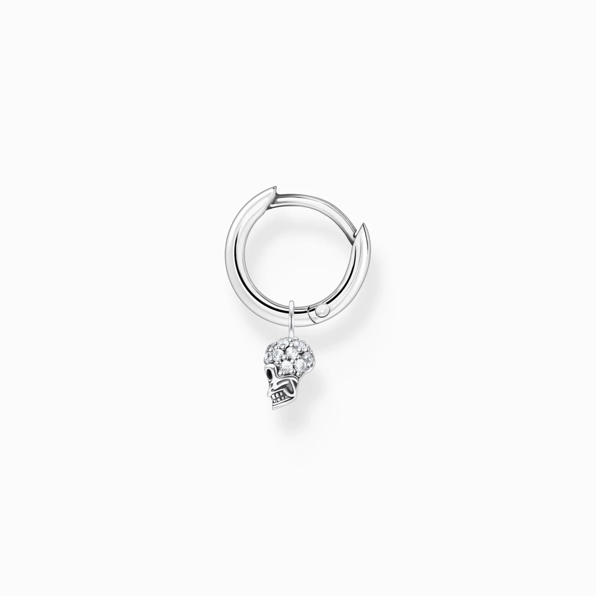 Women THOMAS SABO Hoop Earrings-Single hoop earring with skull pendant silver