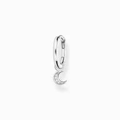 Women THOMAS SABO Hoop Earrings-Single hoop earring with moon pendant silver