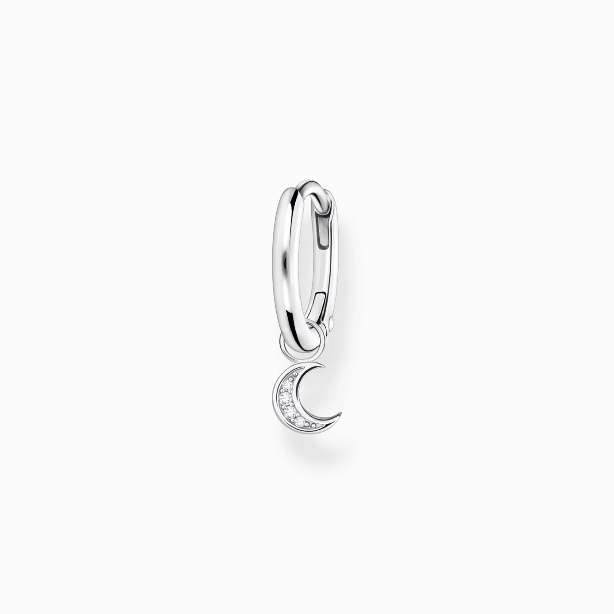 Women THOMAS SABO Hoop Earrings-Single hoop earring with moon pendant silver