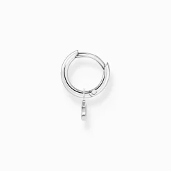Women THOMAS SABO Hoop Earrings-Single hoop earring with moon pendant silver