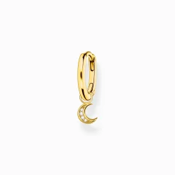 Women THOMAS SABO Hoop Earrings-Single hoop earring with moon pendant gold
