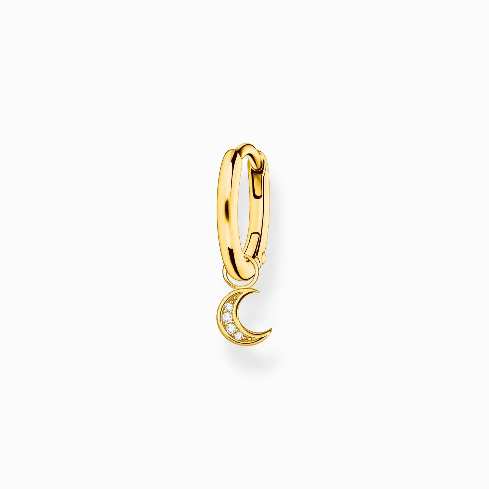 Women THOMAS SABO Hoop Earrings-Single hoop earring with moon pendant gold