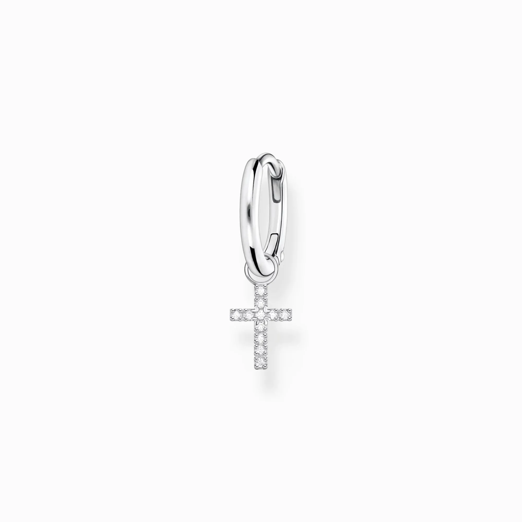 Women THOMAS SABO Hoop Earrings-Single hoop earring with cross prendant silver