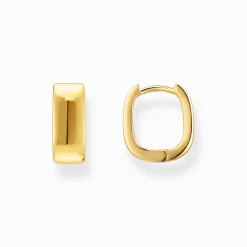 Women THOMAS SABO Hoop Earrings-Small gold-plated hoop earrings in angular shape