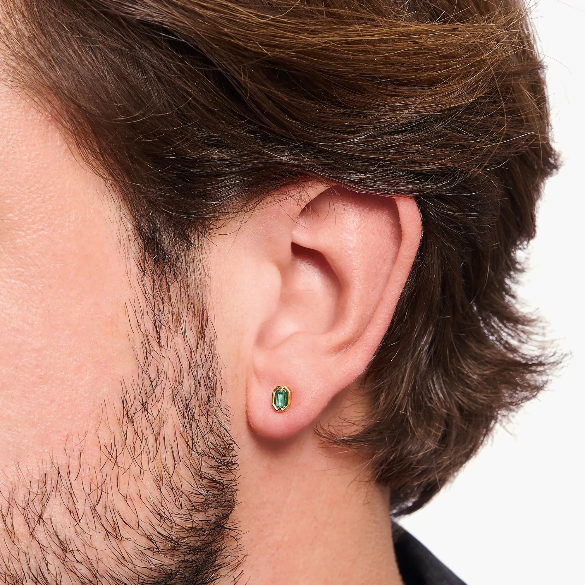 Women THOMAS SABO Ear Studs|18-Carat Gold-Plating - 925 Silver-Small yellow-gold plated ear studs with green stones