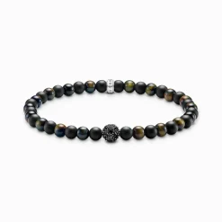 Women THOMAS SABO Bracelets|Bracelets-Talisman bracelet positive energy with obsidian and tiger eye beads