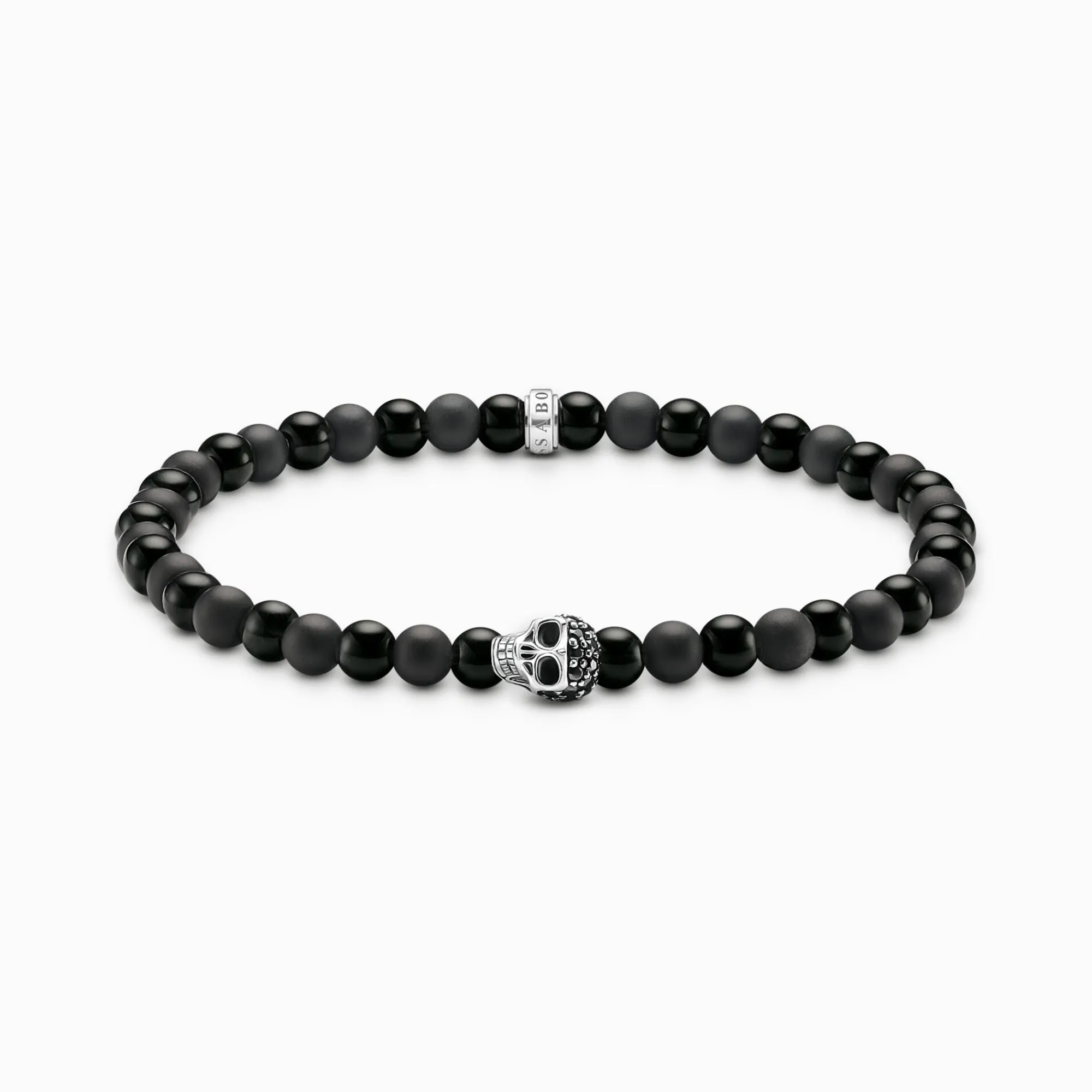 Women THOMAS SABO Bracelets|Bracelets-Talisman bracelet skull with obsidian beads