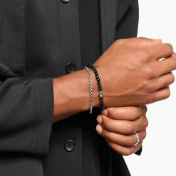 Women THOMAS SABO Bracelets|Bracelets-Talisman bracelet skull with obsidian beads