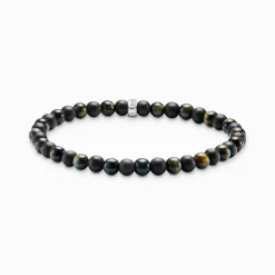 Women THOMAS SABO Bracelets|Bracelets-Talisman bracelet with obsidian and tiger eye beads