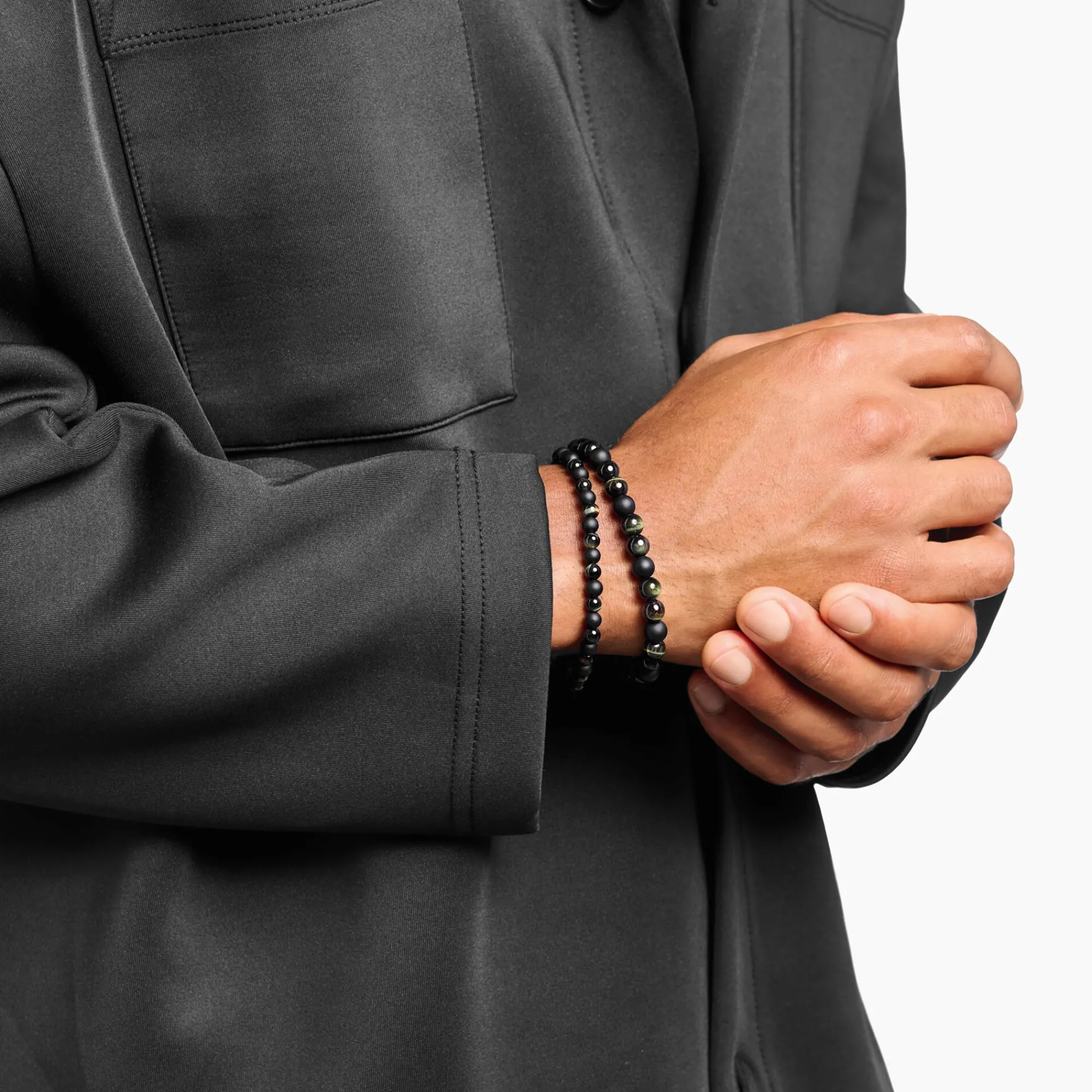 Women THOMAS SABO Bracelets|Bracelets-Talisman bracelet with obsidian and tiger eye beads