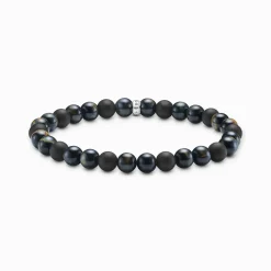 Women THOMAS SABO Bracelets|Bracelets-Talisman bracelet with tiger eye and obisidian beads