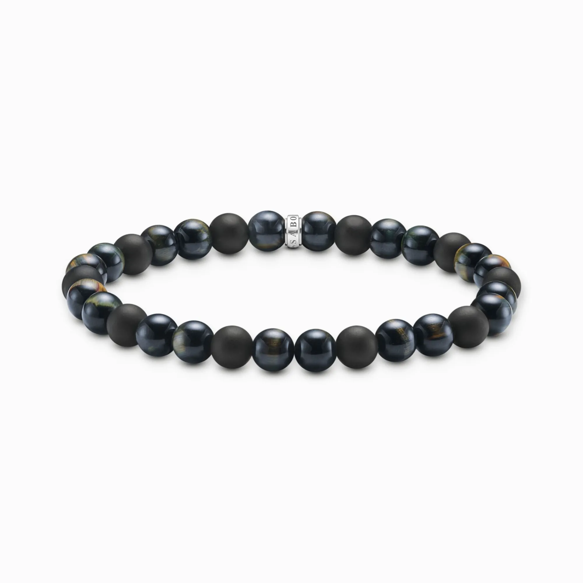 Women THOMAS SABO Bracelets|Bracelets-Talisman bracelet with tiger eye and obisidian beads