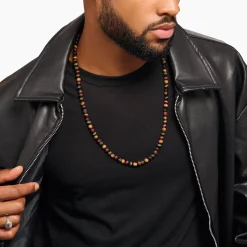 Women THOMAS SABO Necklaces|Necklaces & Chains-Talisman necklace with tiger eye beads