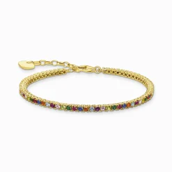 Women THOMAS SABO Bracelets-Tennis bracelet with colourful stones gold plated
