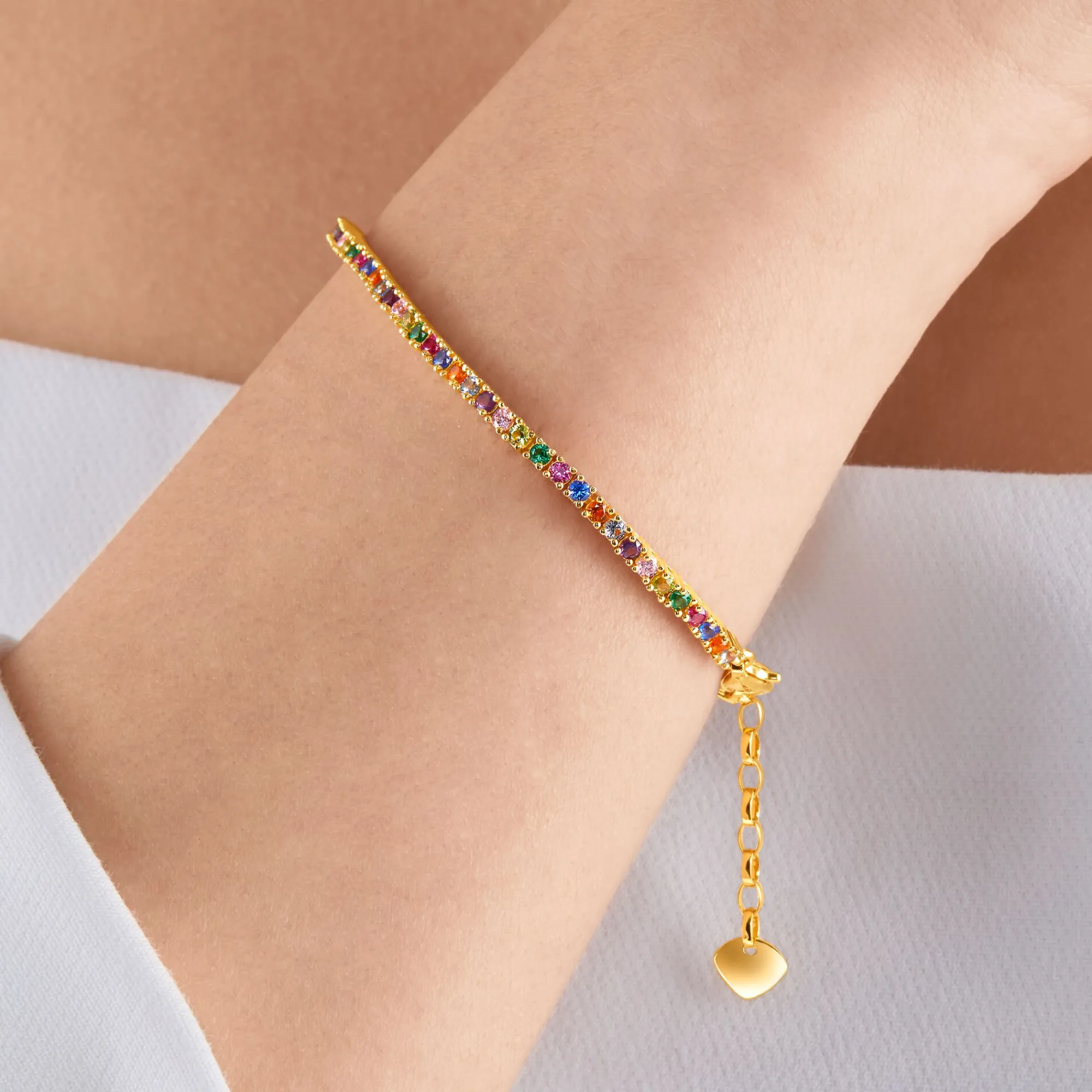 Women THOMAS SABO Bracelets-Tennis bracelet with colourful stones gold plated