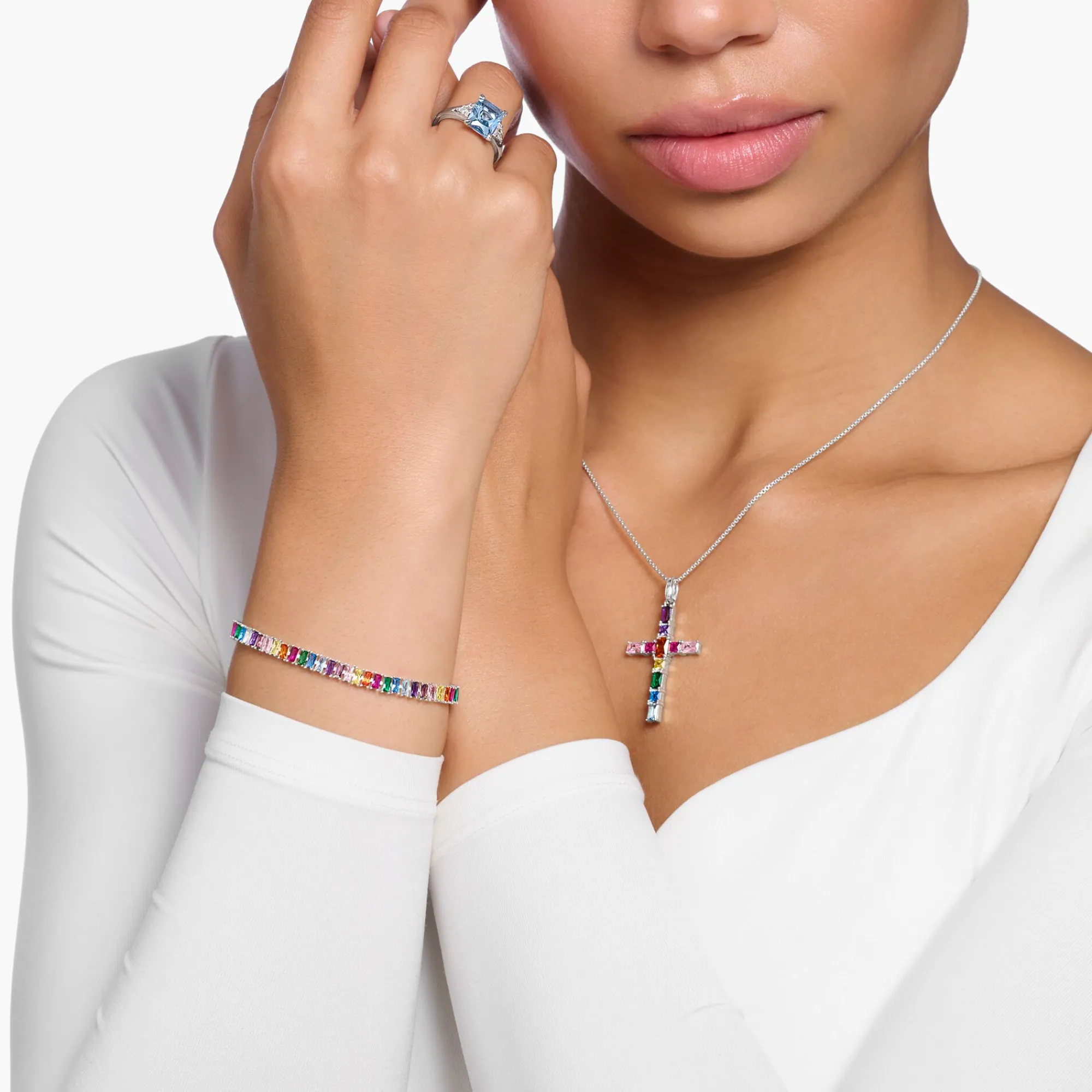 Women THOMAS SABO Bracelets-Tennis bracelet with colourful stones silver