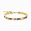 Women THOMAS SABO Bracelets-Tennis bracelet with colourful stones gold plated