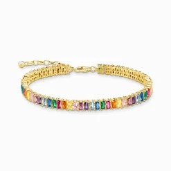 Women THOMAS SABO Bracelets-Tennis bracelet with colourful stones gold plated