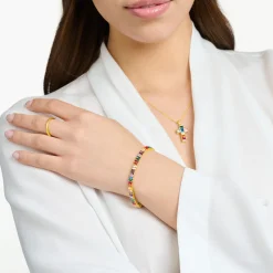 Women THOMAS SABO Bracelets-Tennis bracelet with colourful stones gold plated