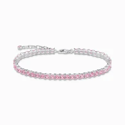 Women THOMAS SABO Bracelets-Tennis bracelet with pink stones silver