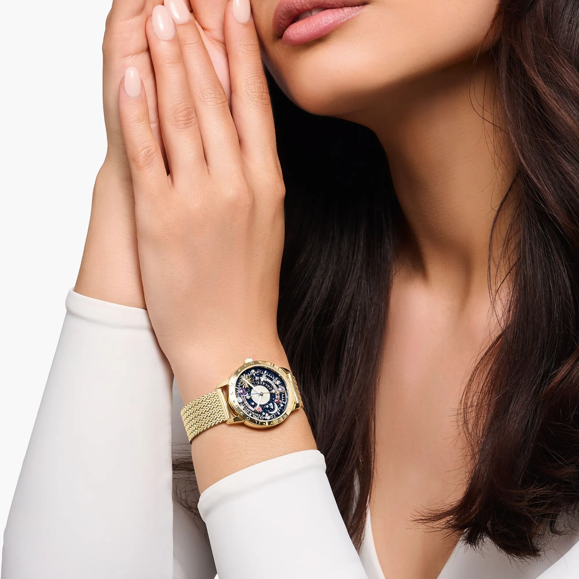 Women THOMAS SABO Watches|Ladies' Watches-Watch Cosmic Amulet with dial in dark blue yellow gold-coloured