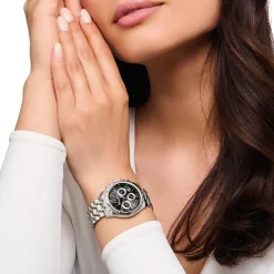 Women THOMAS SABO Watches|Ladies' Watches-Watch Divine Chrono with dial in black silver-coloured