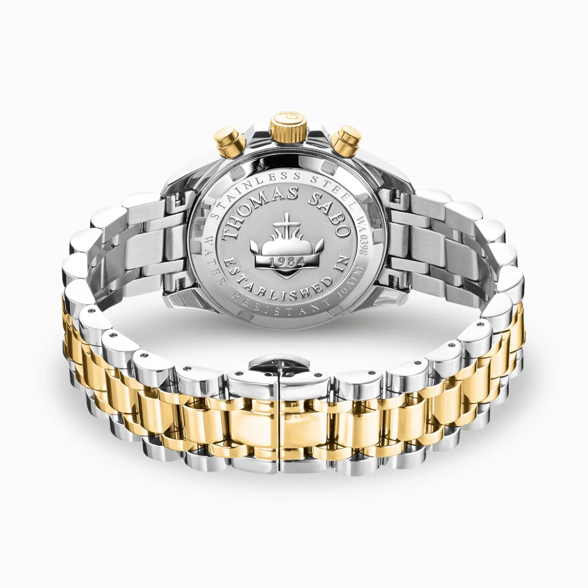 Women THOMAS SABO Watches|Ladies' Watches-Watch Divine Chrono with dial in black yellow gold-coloured