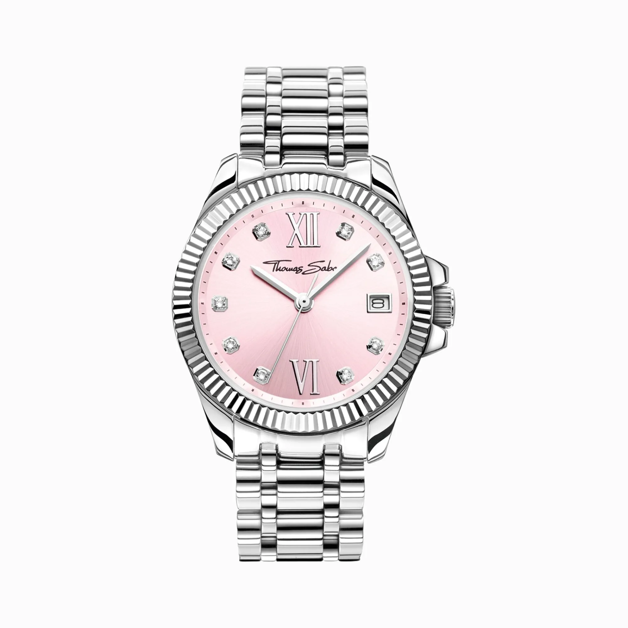 Women THOMAS SABO Watches|Ladies' Watches-Watch for women Divine Pink with white stones silver-coloured
