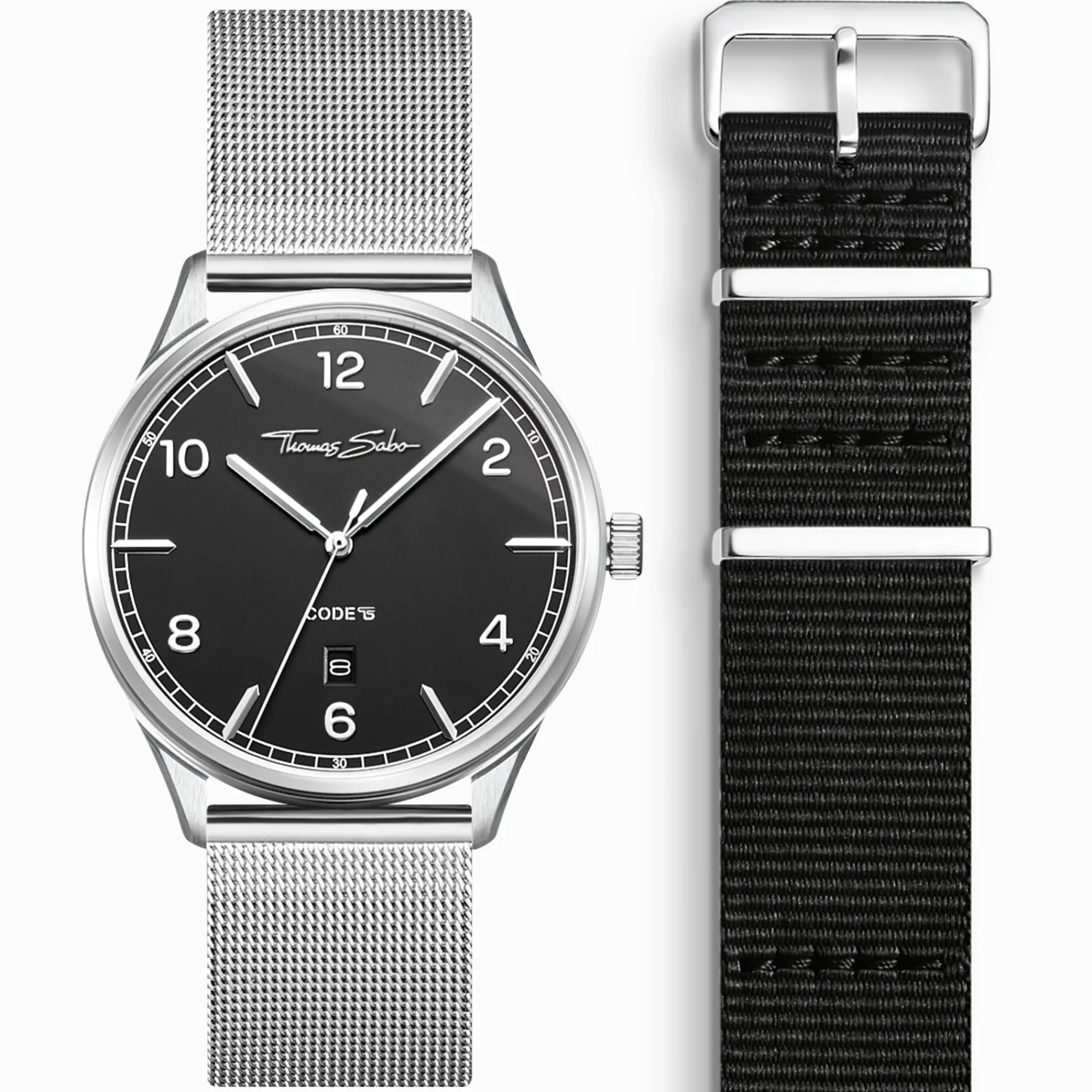 Women THOMAS SABO Watches|Ladies' Watches-Watch strap Code TS nato black