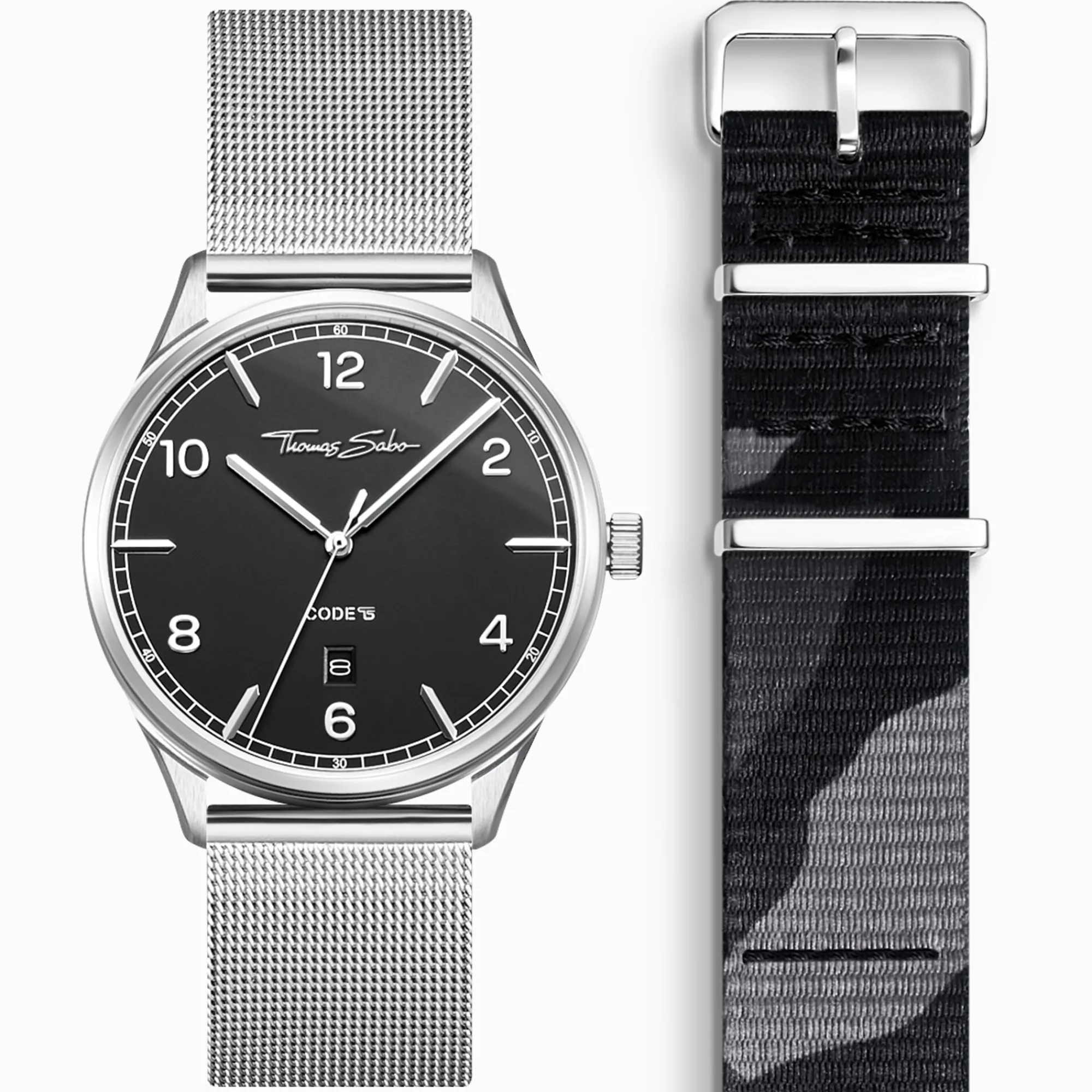 Women THOMAS SABO Watches|Ladies' Watches-Watch strap Code TS nato black camouflage