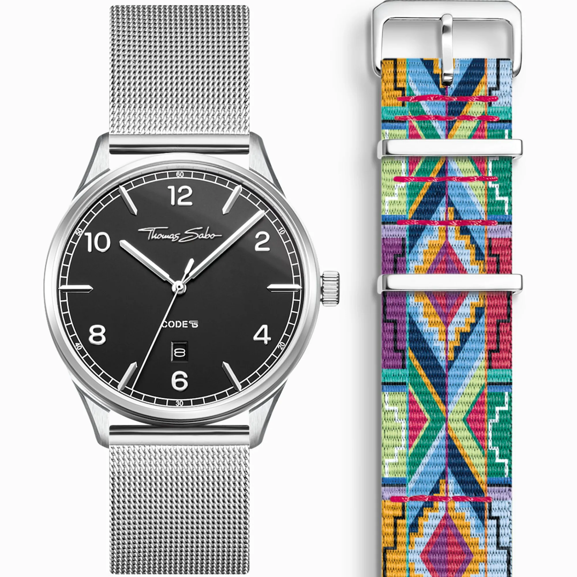 Women THOMAS SABO Watches|Ladies' Watches-Watch strap Code TS nato coloured graphic patterns