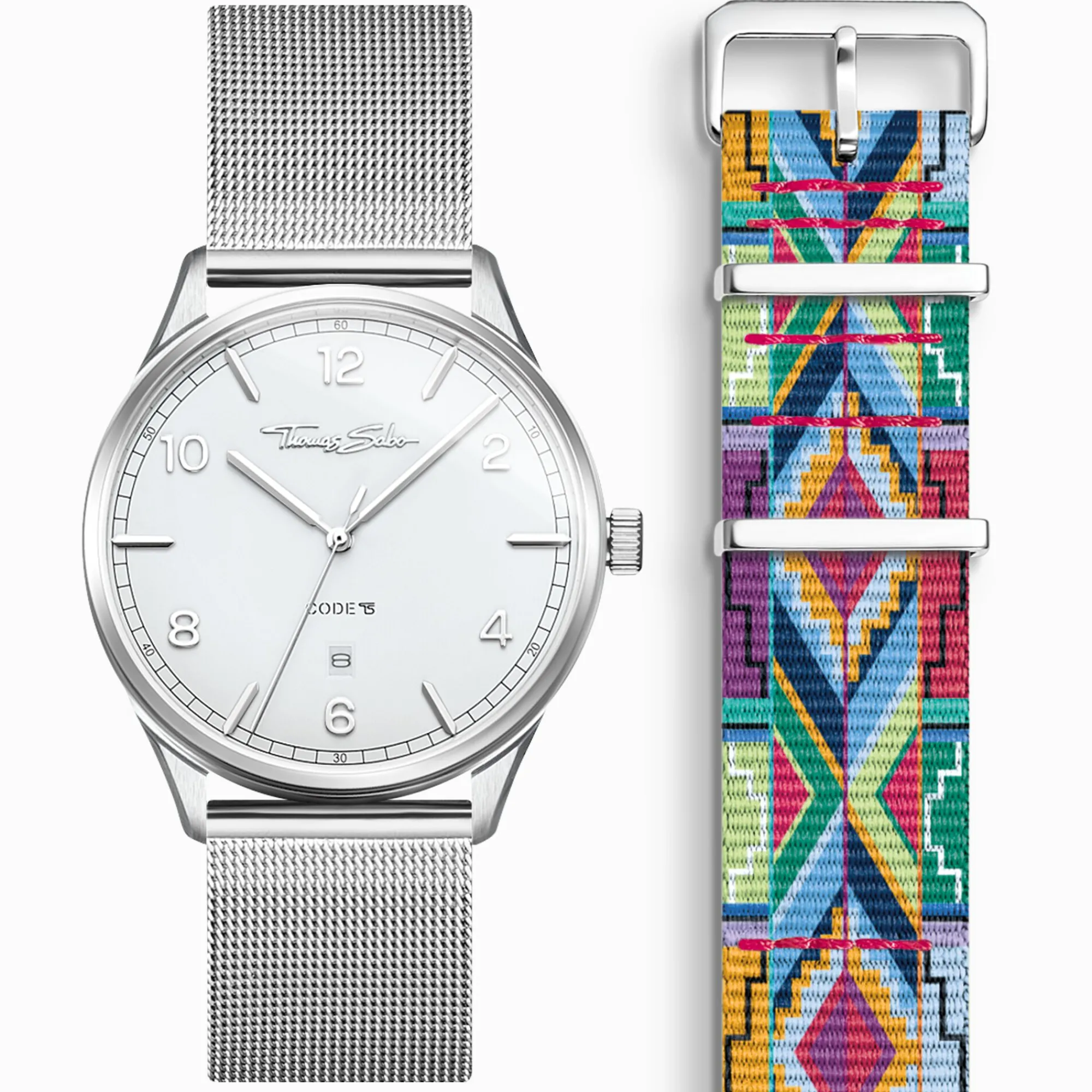 Women THOMAS SABO Watches|Ladies' Watches-Watch strap Code TS nato coloured graphic patterns
