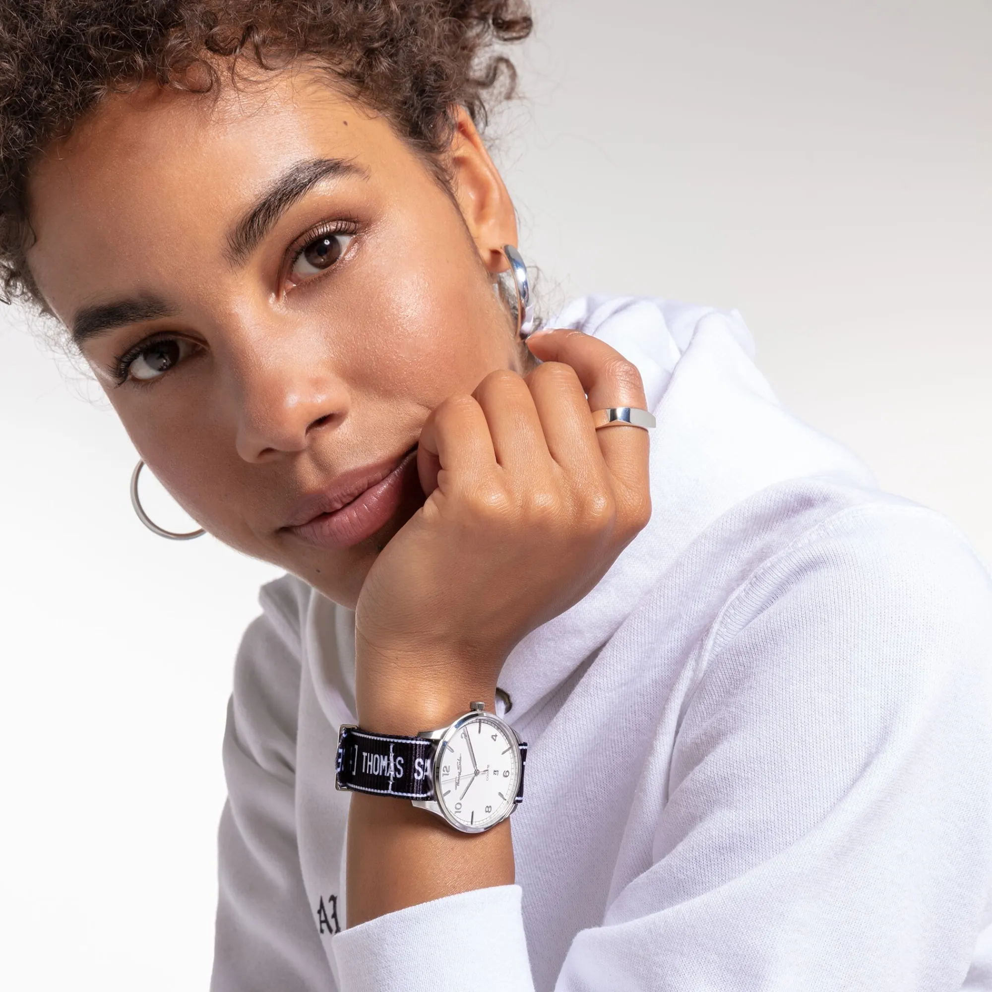 Women THOMAS SABO Watches|Ladies' Watches-Watch strap urban Code TS nato, black