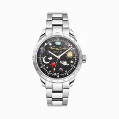 Women THOMAS SABO Watches|Ladies' Watches-Watch with cosmic dial in black silver-coloured