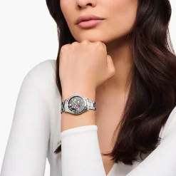 Women THOMAS SABO Watches|Ladies' Watches-Watch with cosmic dial in black silver-coloured