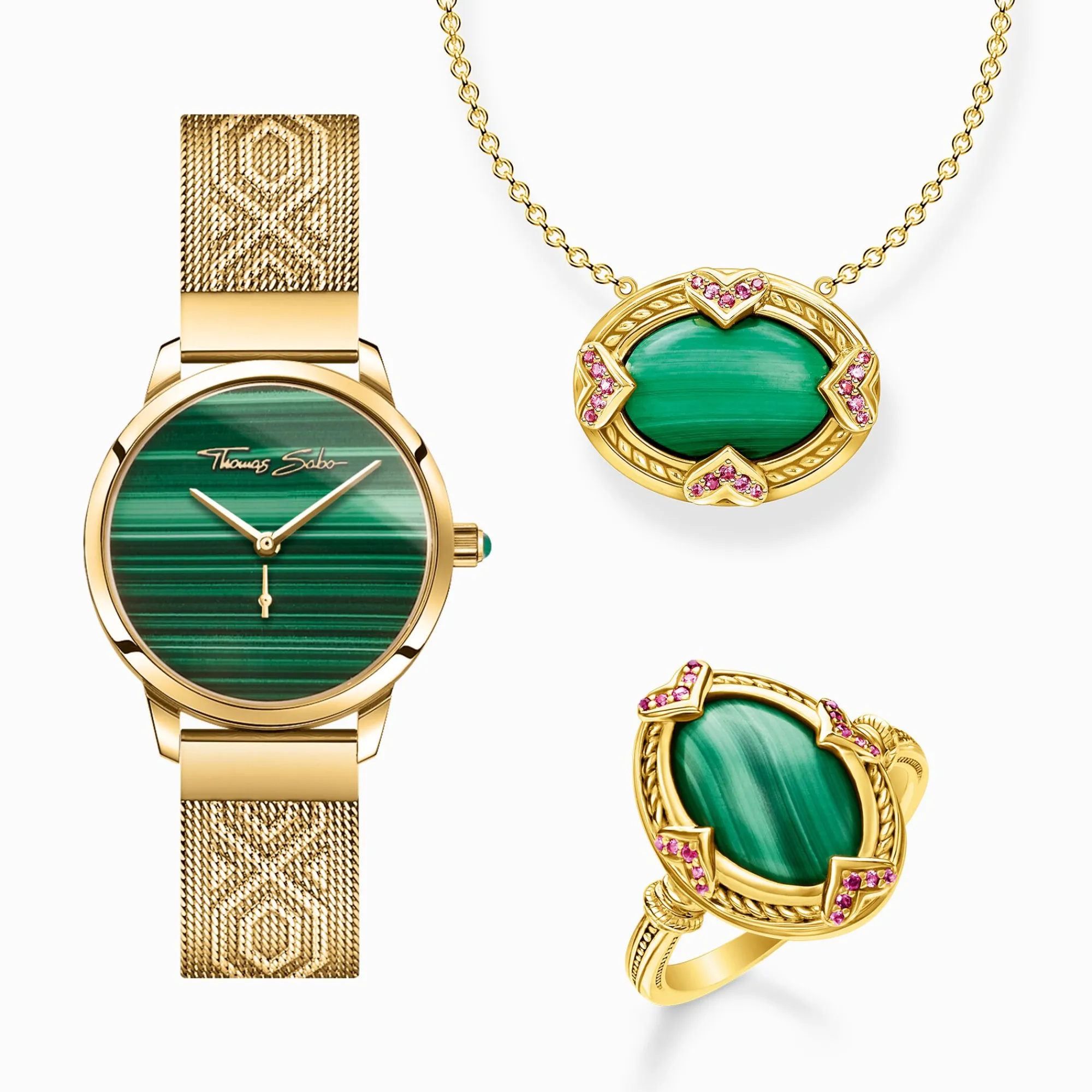 Women THOMAS SABO Watches|Ladies' Watches-Women’s watch garden spirit malachite gold